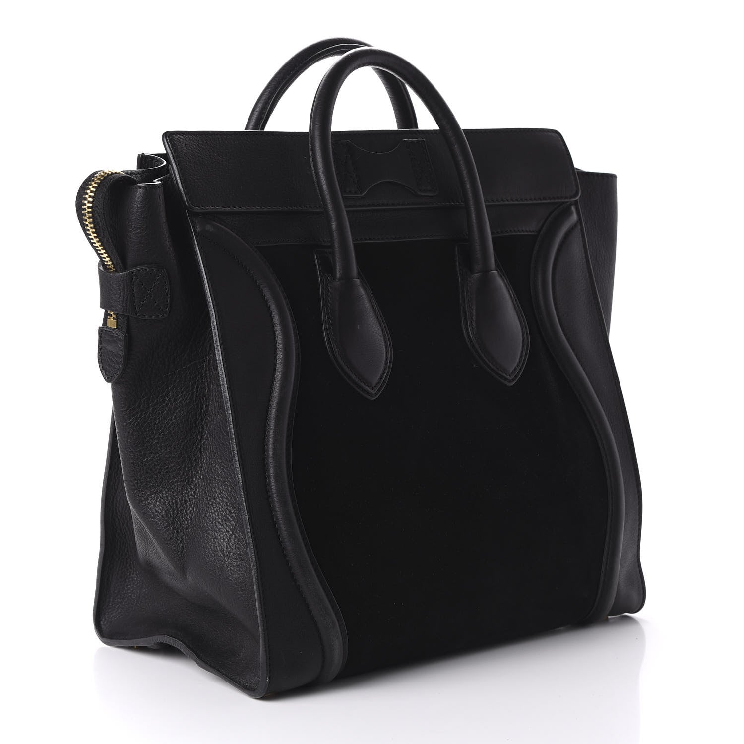 Celine Smooth Calfskin Suede Mini Luggage Black 3 of 8