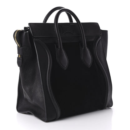 Celine Smooth Calfskin Suede Mini Luggage Black 3 of 8