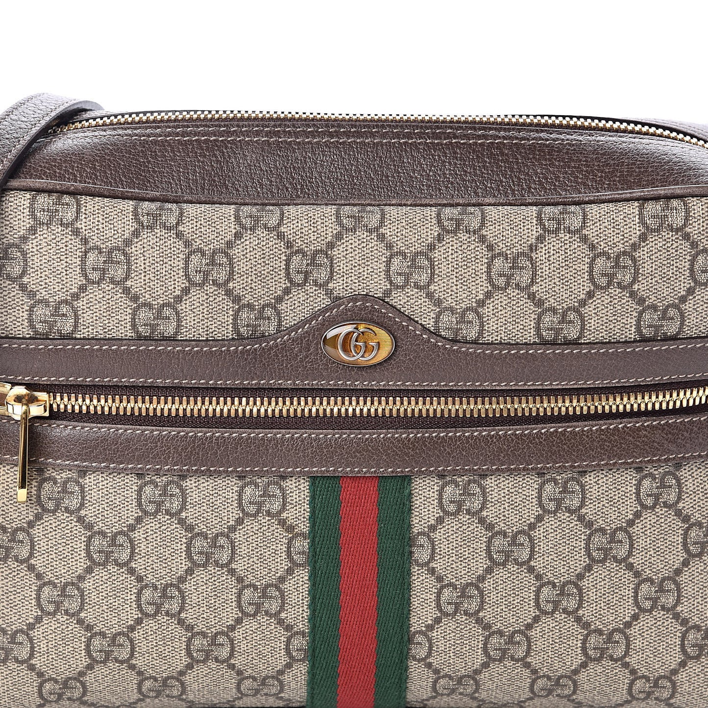 GG Supreme Monogram Web Small Ophidia Shoulder Bag Brown