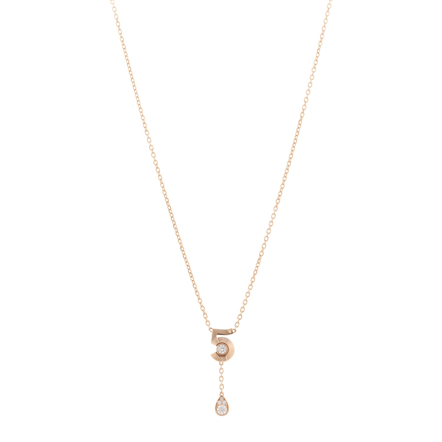 Chanel 18K Beige Gold Diamond Eternal No 5 Necklace 1 of 5