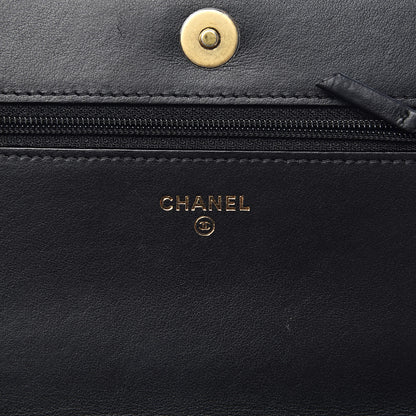 Chanel Lambskin Quilted Boy Wallet On Chain WOC Black 6 of 14