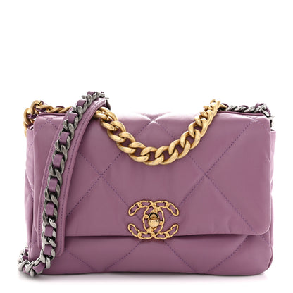 Chanel Goatskin Quilted Medium Chanel 19 Flap Violet Purple 1 of 10