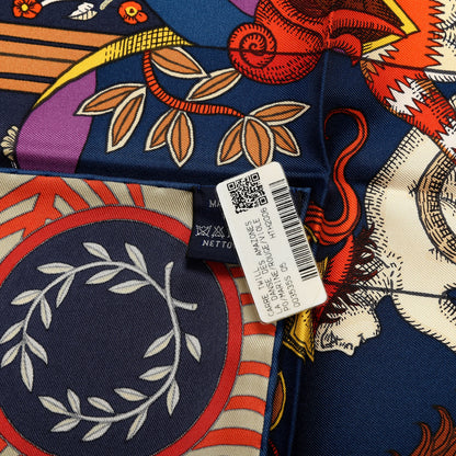Hermes Silk La Danse Des Amazones Scarf 90 Marine Rouge Violet 4 of 4