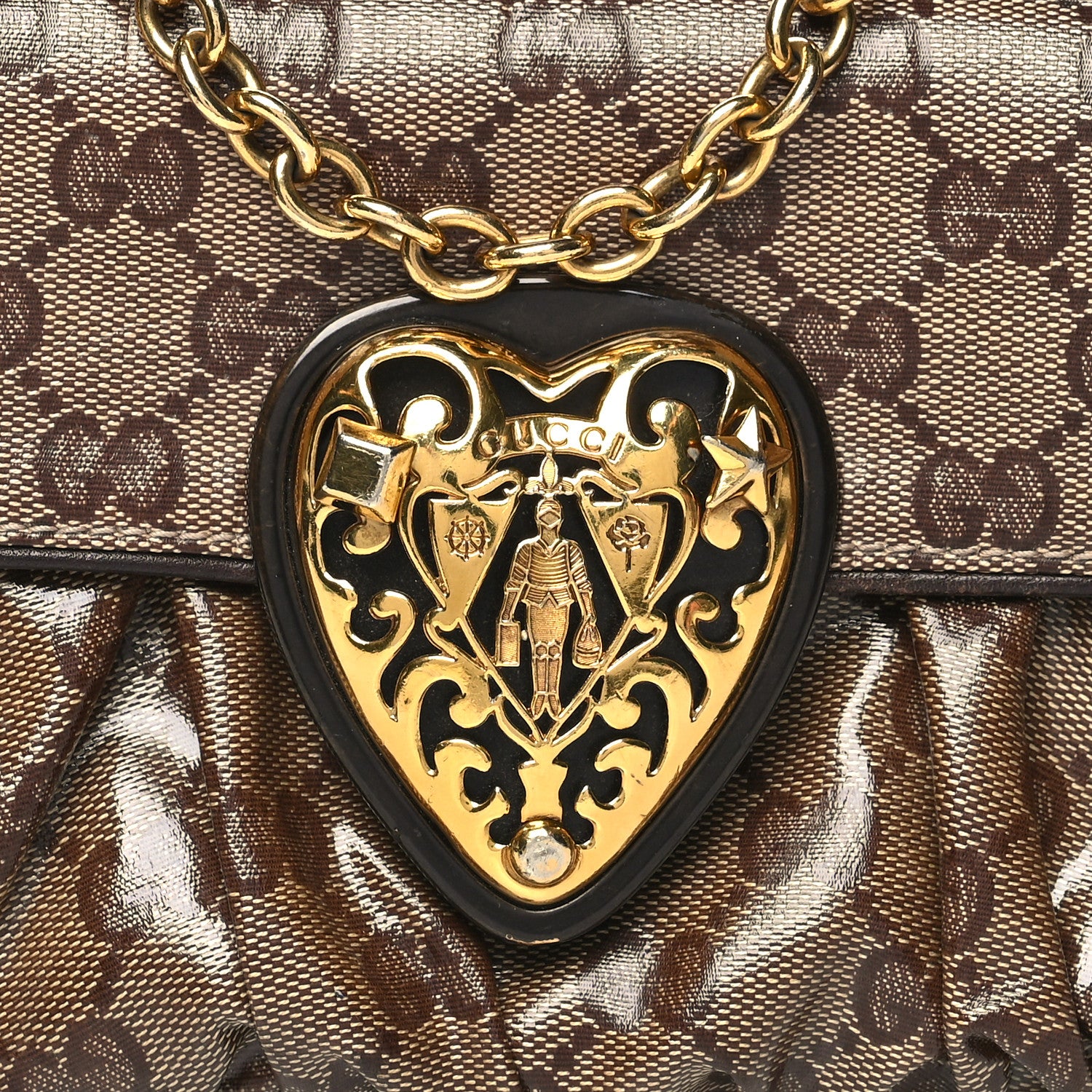 Gucci Crystal Monogram Babouska Clutch Dark Brown 9 of 13