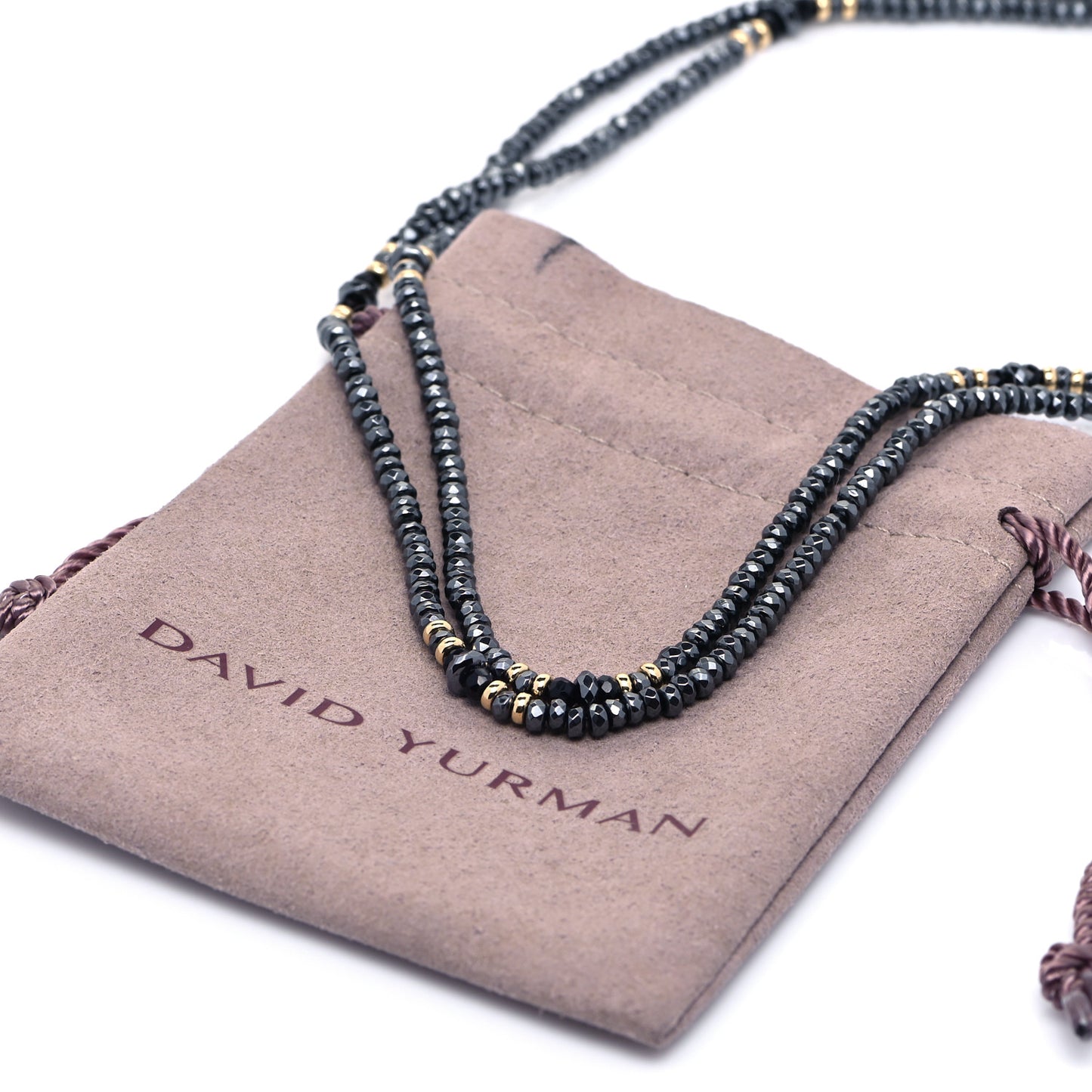 18K Yellow Gold Hematine Black Onyx Cable Berries Tweejoux Necklace 36"