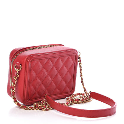 Chanel Caviar Quilted Filigree Vanity Clutch With Chain Red 3 of 11