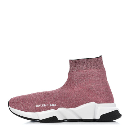 Balenciaga Laminated Knit Bi-Color Sole Womens Speed Sneakers 40 Pink White Black 1 of 9