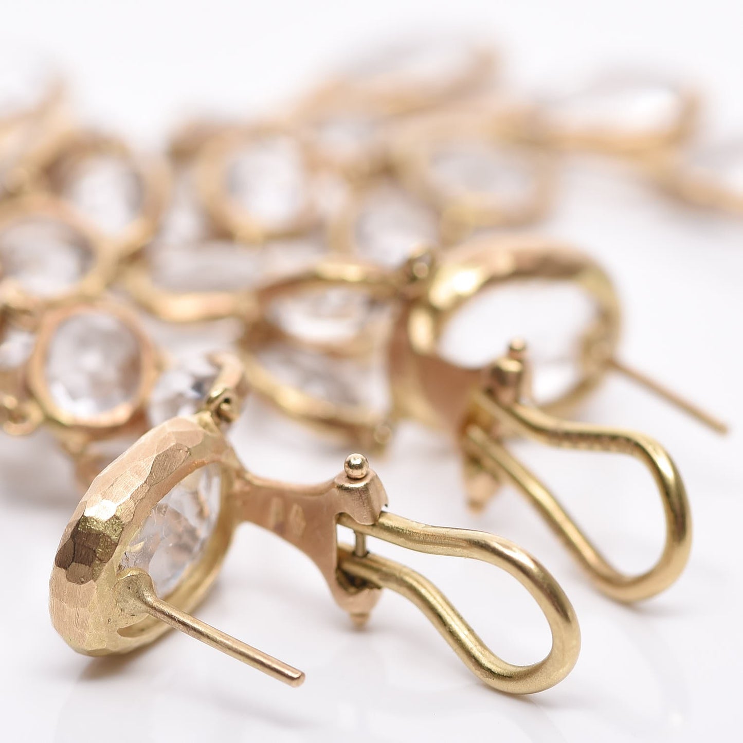 18K Yellow Gold Quartz Chandelier Earrings