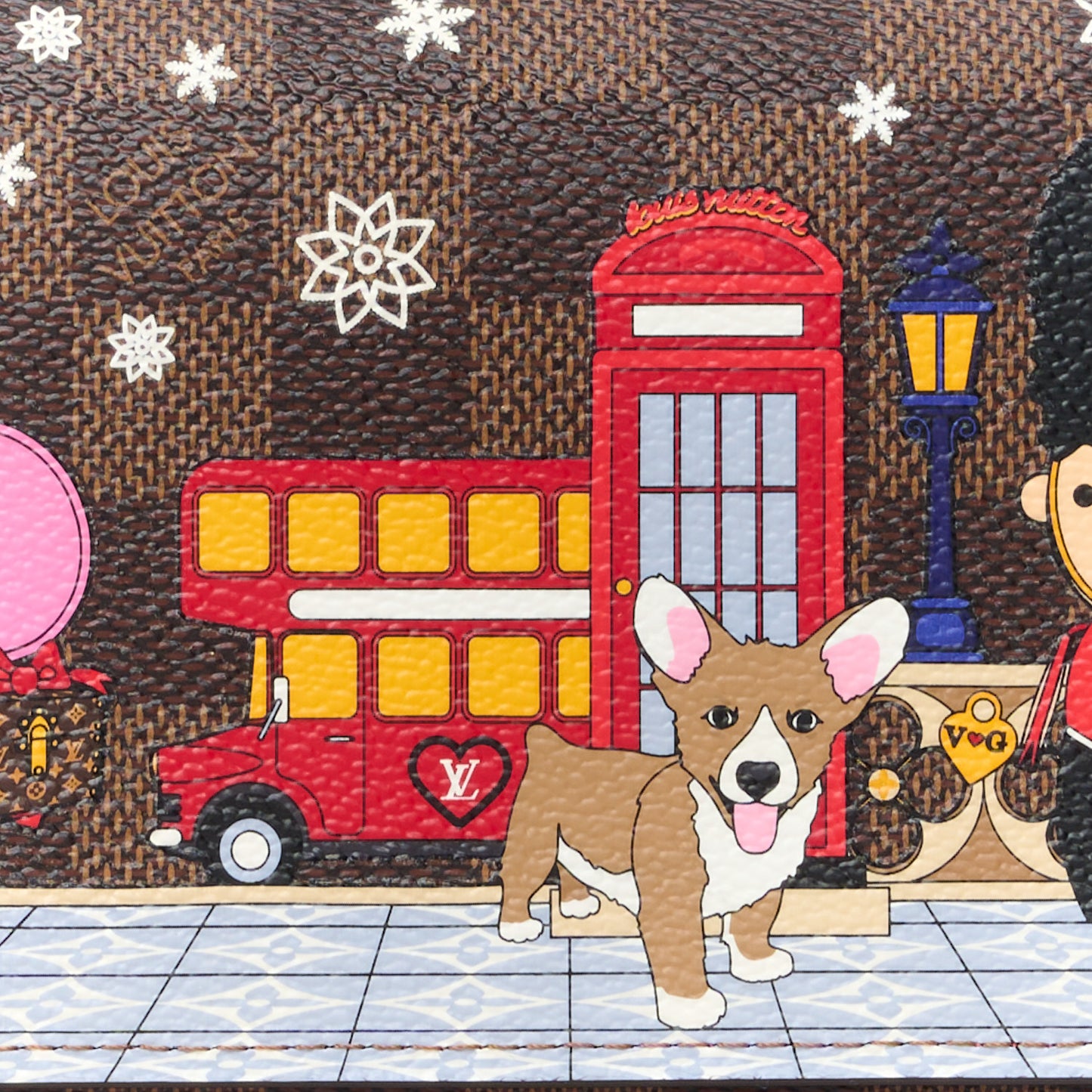 LOUIS VUITTON Damier Ebene 2021 Christmas Animation London Sarah Wallet