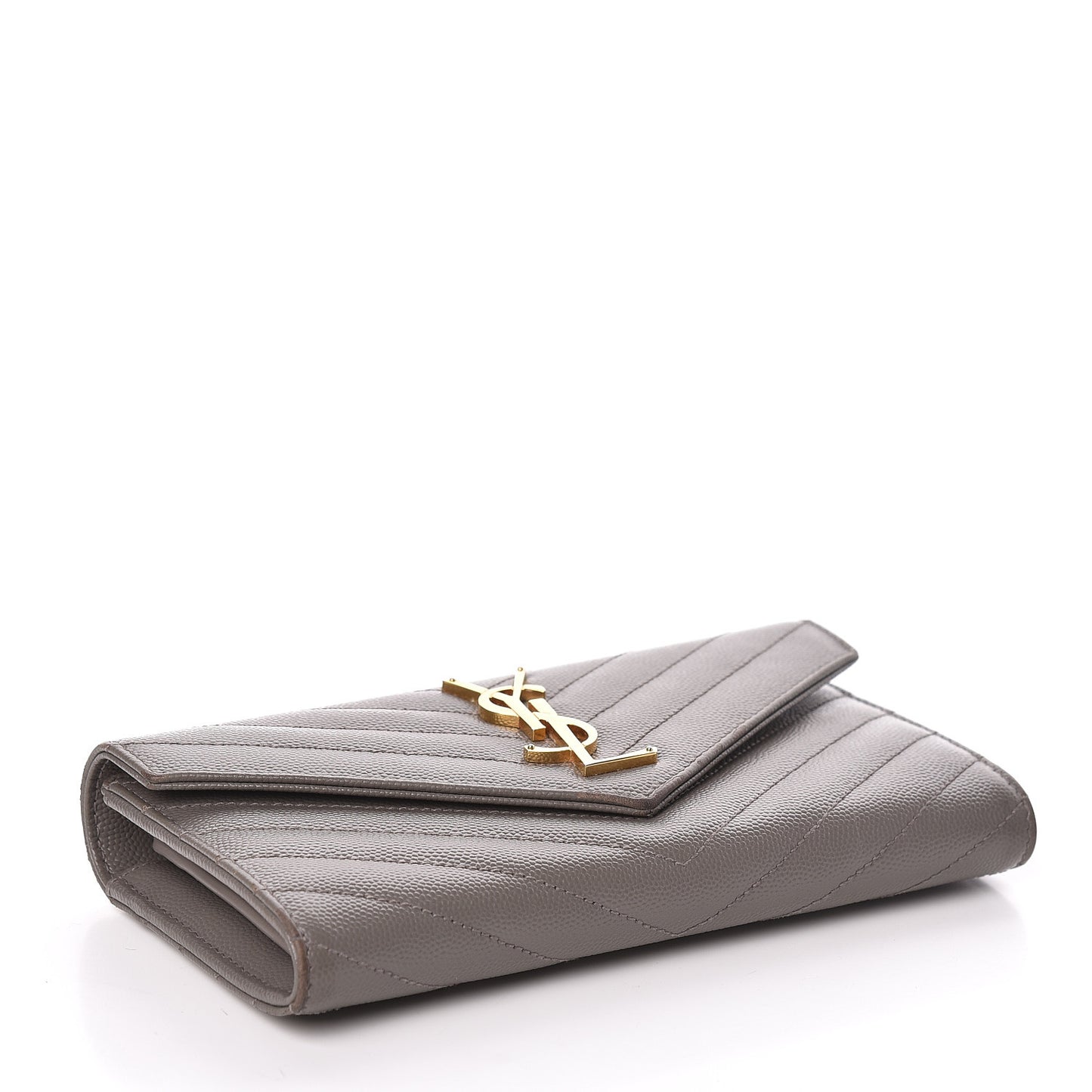 Grain De Poudre Matelasse Chevron Monogram Flap Wallet Fog