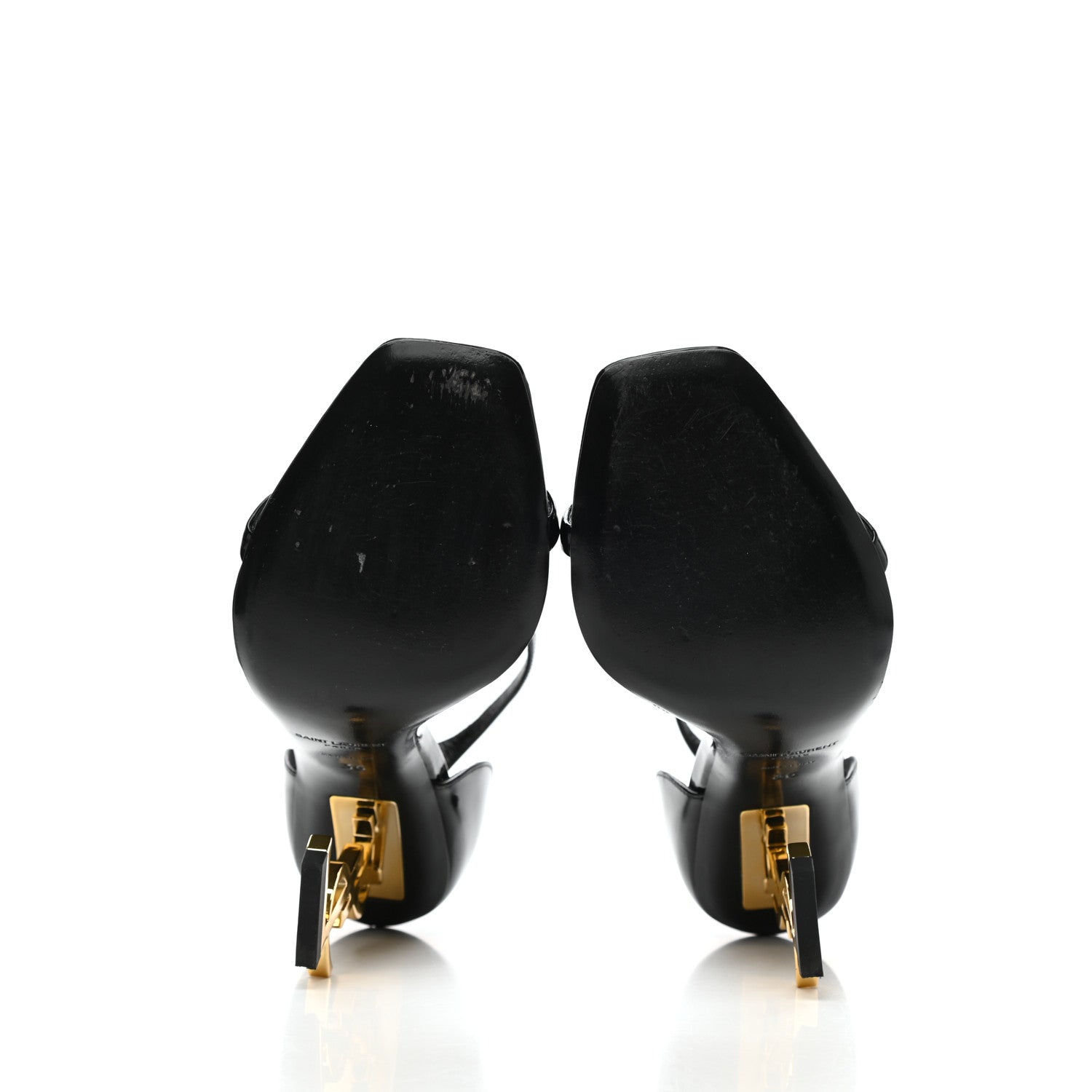 Saint Laurent Patent Calfskin Opyum 110 Sandals 36 Black Gold 5 of 8
