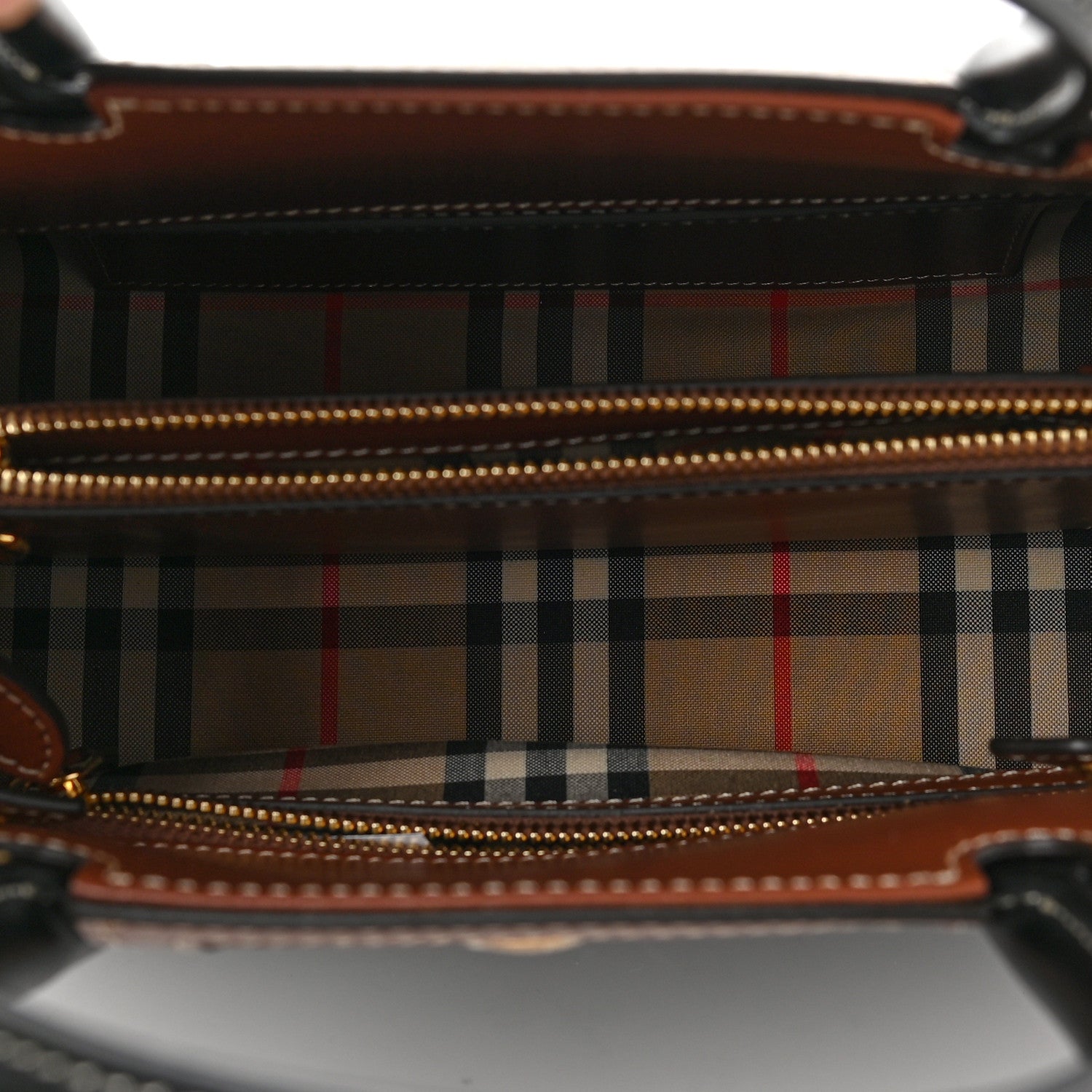 Burberry Calfskin Vintage Check Mini Two Handle Title Bag Black 5 of 6