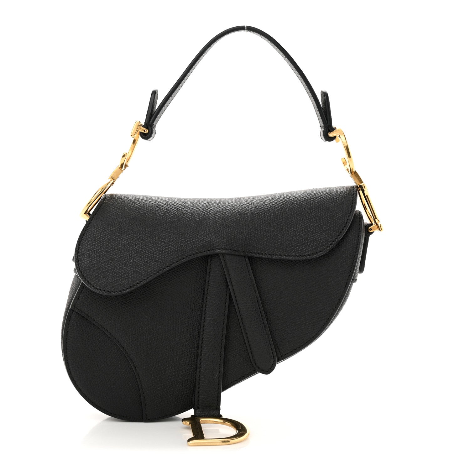 Christian Dior Grained Calfskin Mini Saddle Bag Black 1 of 11