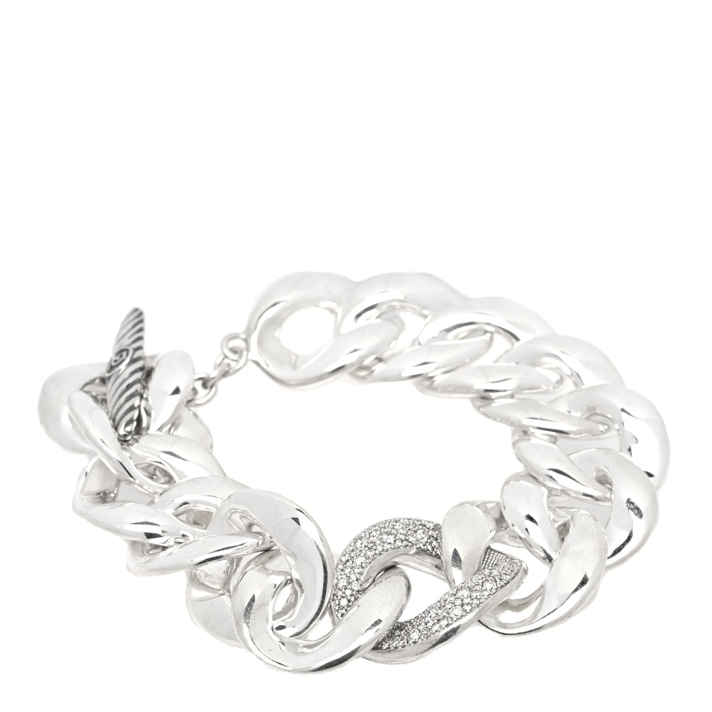 Sterling Silver Diamond Large Cordelia Curb Link Bracelet