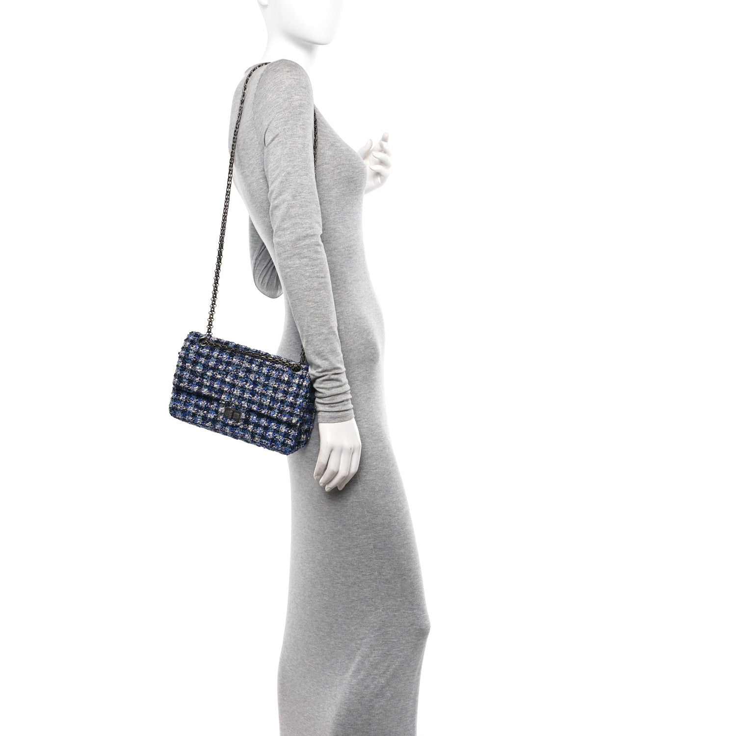 Chanel Tweed Quilted 2.55 Reissue 225 Flap Blue 2 of 10