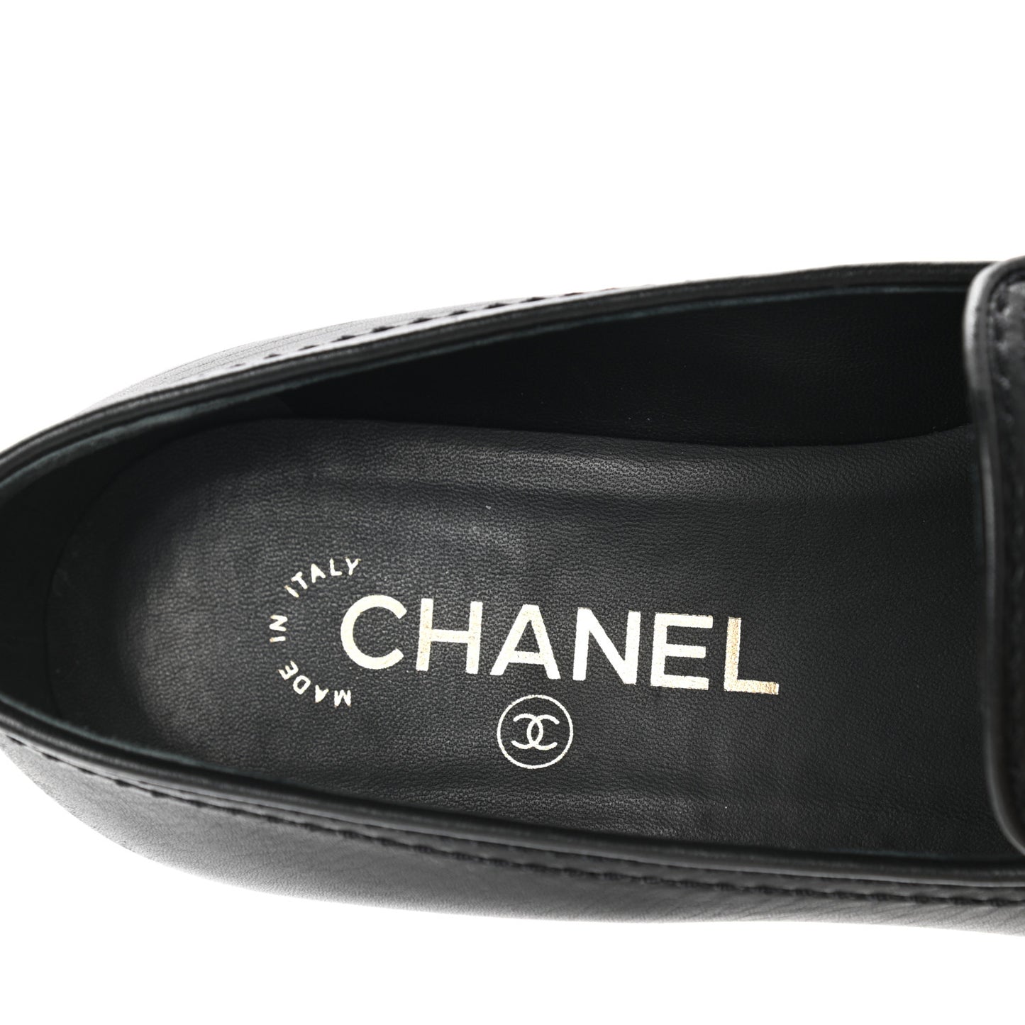 Calfskin CC Mocassin Loafers 36.5 Black
