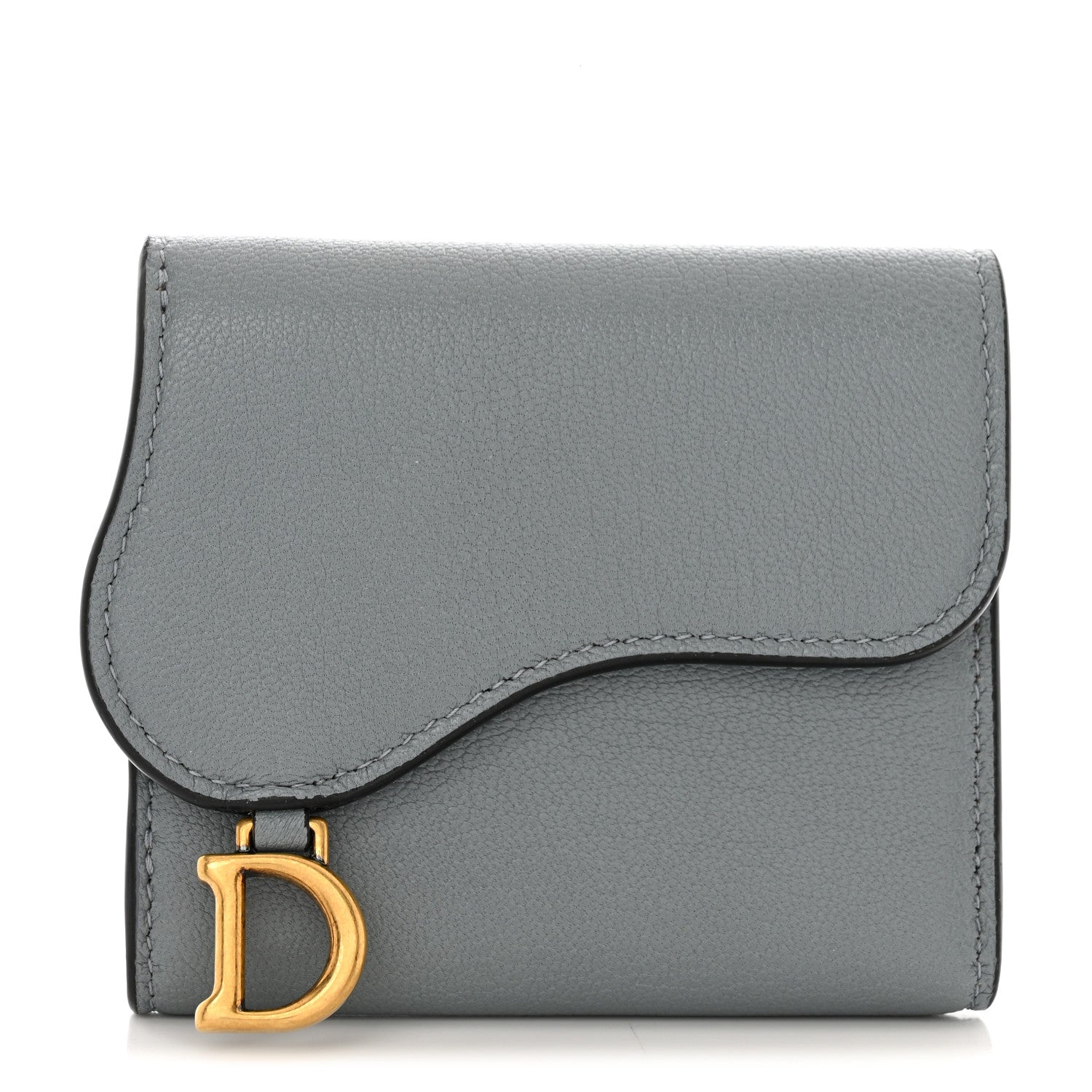 Christian Dior Goatskin Saddle Lotus Wallet Gray 1 of 8