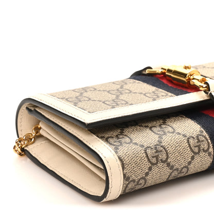 Gucci GG Supreme Monogram Textured Calfskin Web Jackie 1961 Chain Wallet Beige Ebony Mystic White 10 of 12
