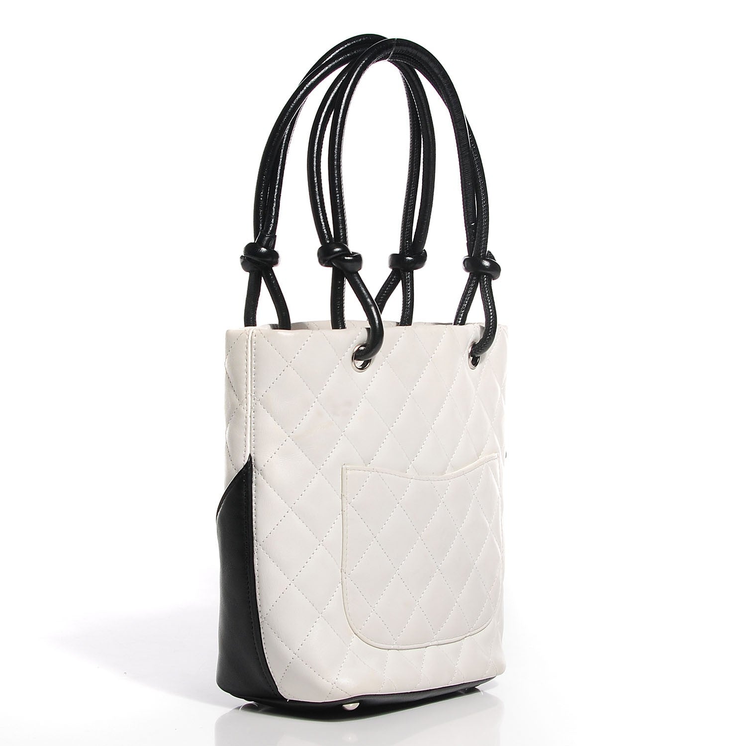 Chanel Calfskin Quilted Small Cambon Tote White Black 3 of 7