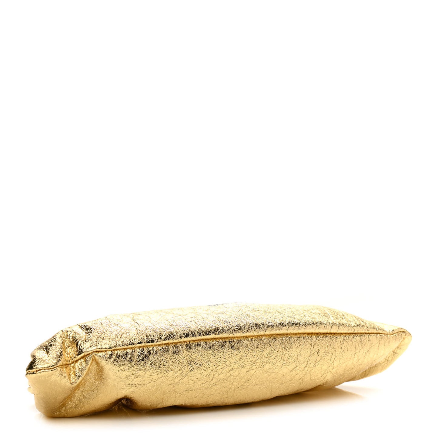 Metallic Textured Calfskin Logo XL Cloud Clutch Gold