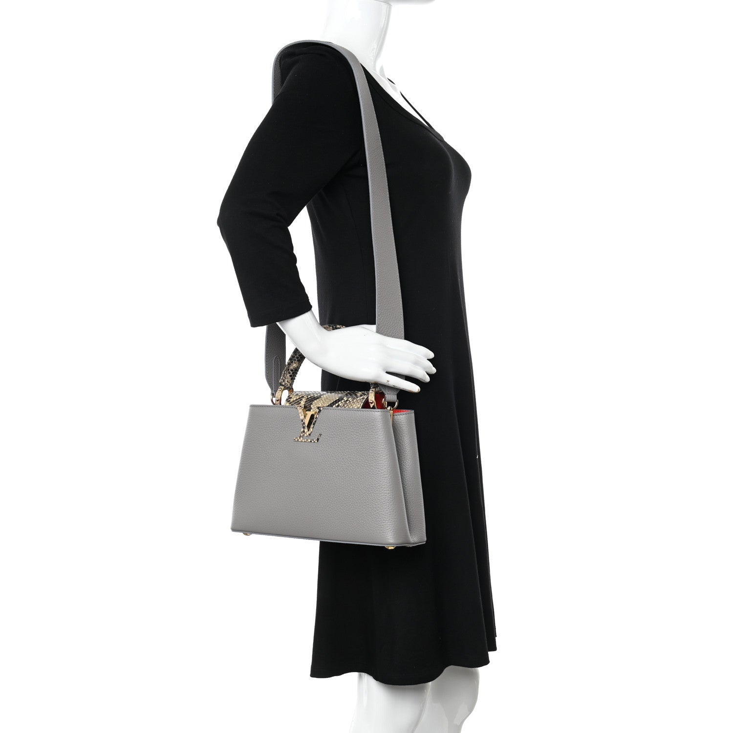 Louis Vuitton Taurillon Snakeskin Capucines BB Steeple Grey 2 of 10