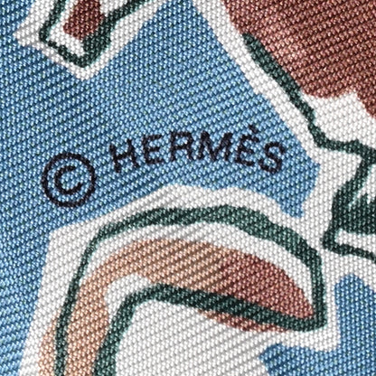 Hermes Silk Chevaux En Liberte Twilly Bleu Glacier Beige 4 of 6