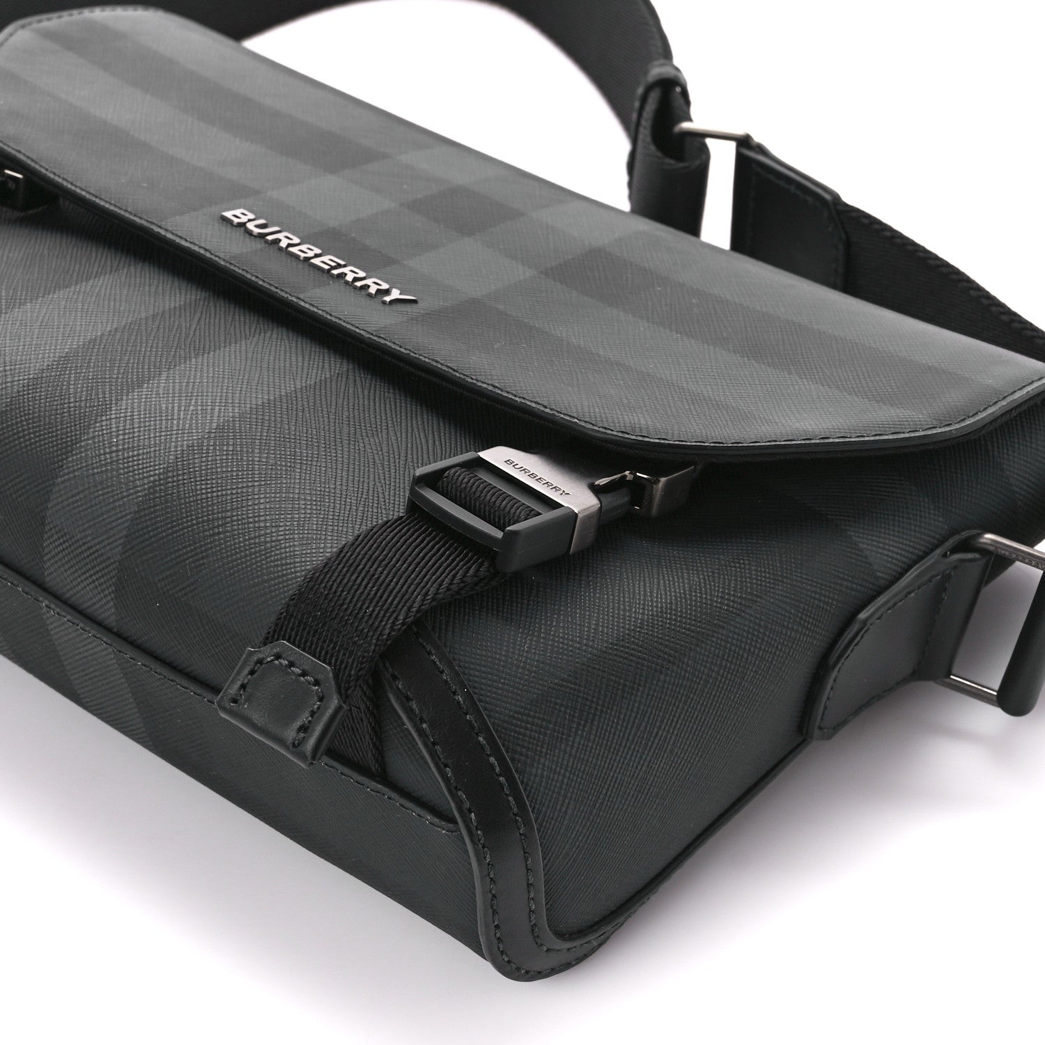 Burberry Check Small Wright Messenger Charcoal 12 of 12