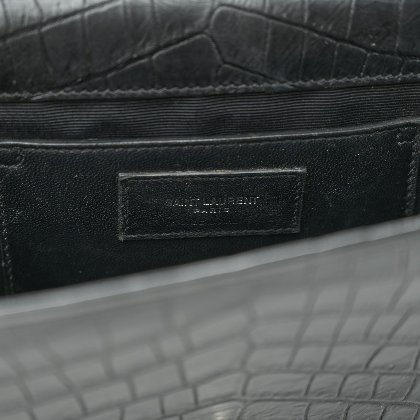Calfskin Crocodile Embossed Kate Monogram Tassel