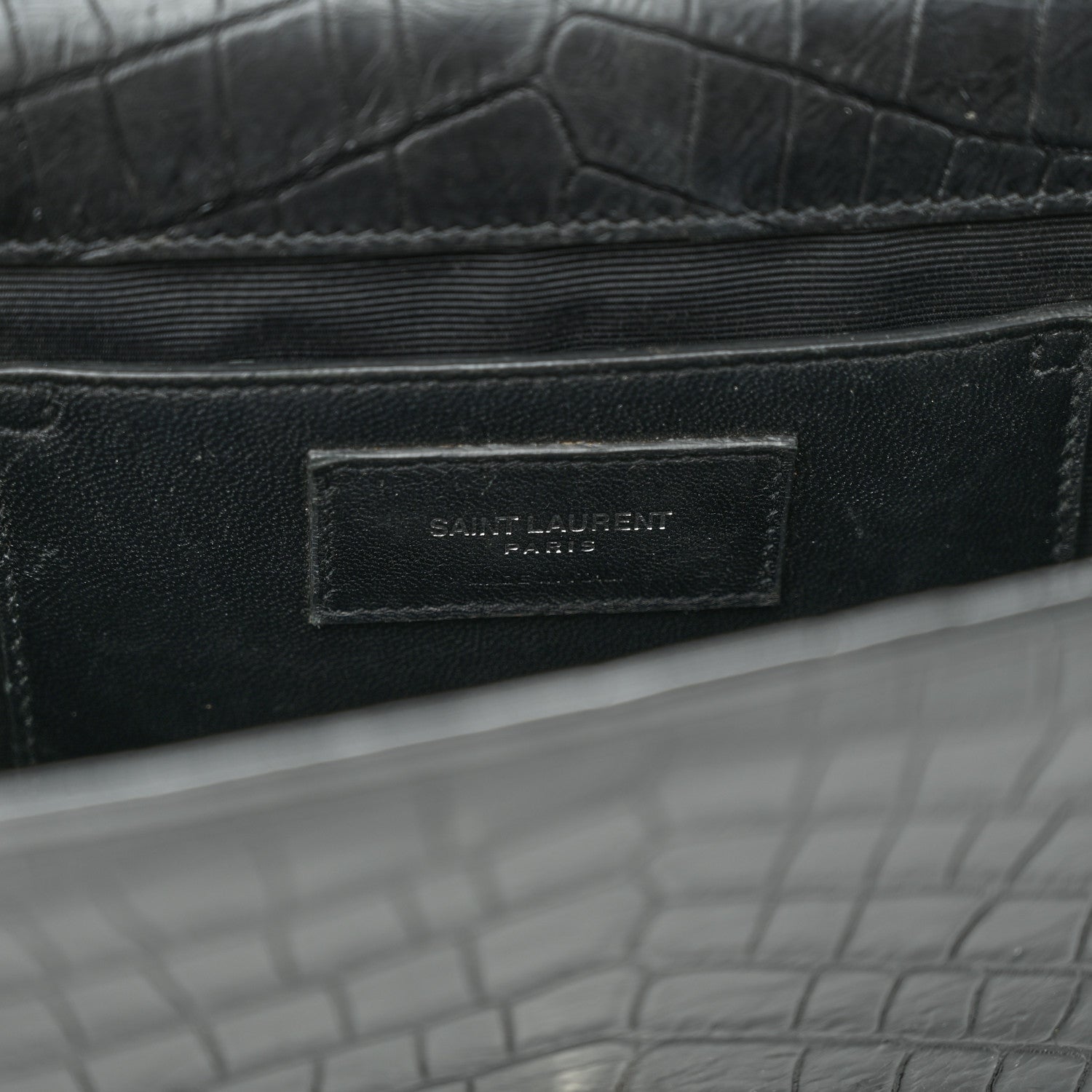 Saint Laurent Calfskin Crocodile Embossed Kate Monogram Tassel 6 of 11