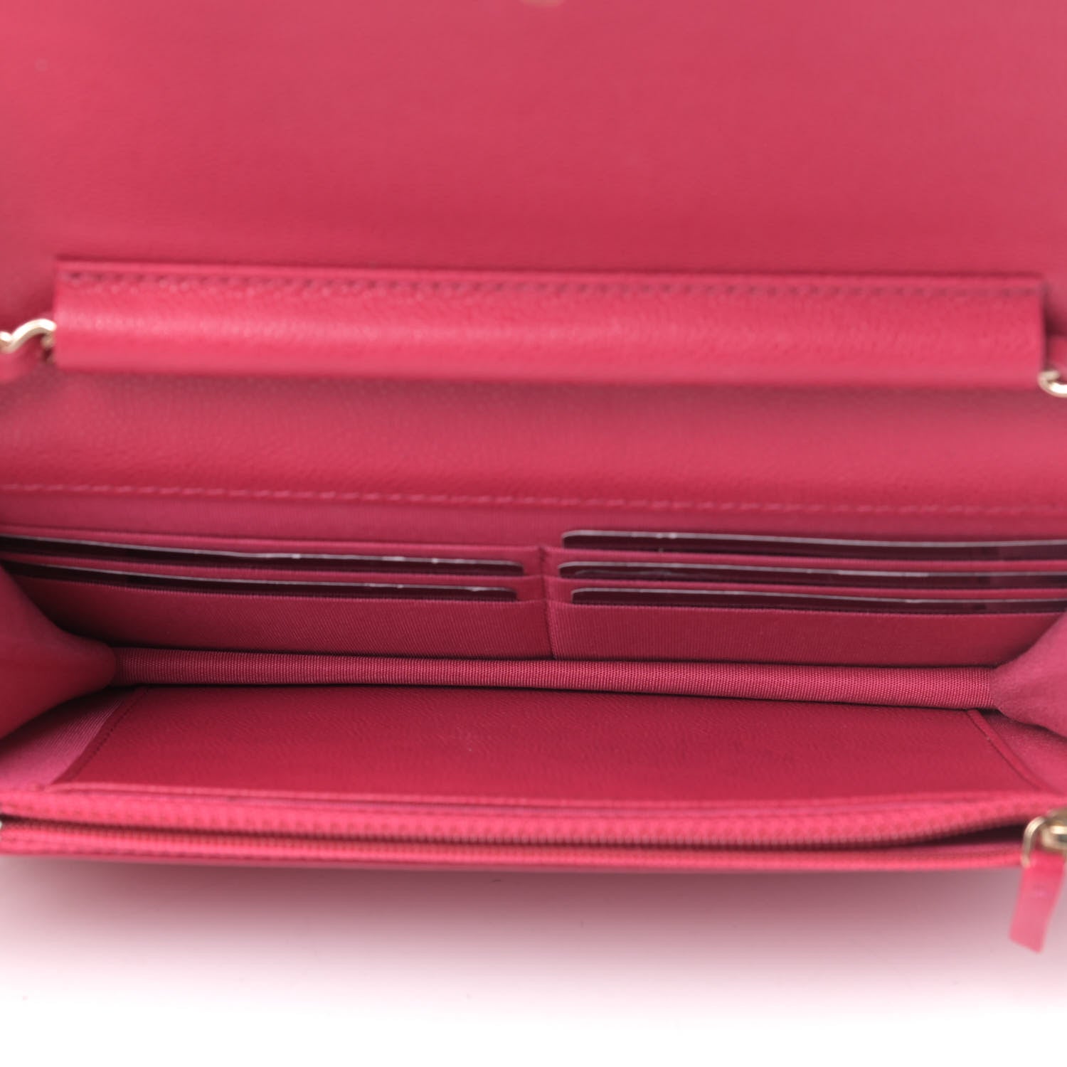Chanel Caviar Camellia Embossed Wallet On Chain WOC Fuschia 4 of 5
