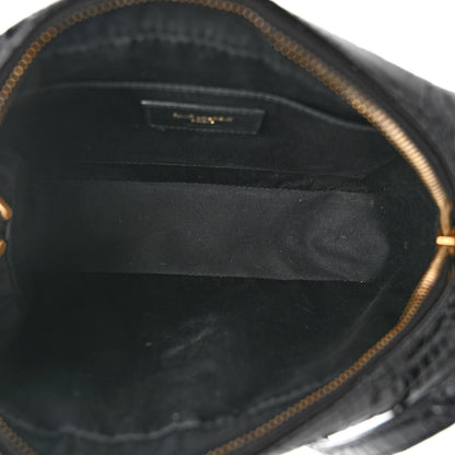Saint Laurent Patent Calfskin Crocodile Embossed Monogram Lou Camera Bag Black 5 of 9