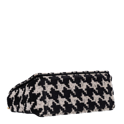 Christian Dior Technical Canvas Macro Houndstooth Medium Caro Bag Black White 4 of 9