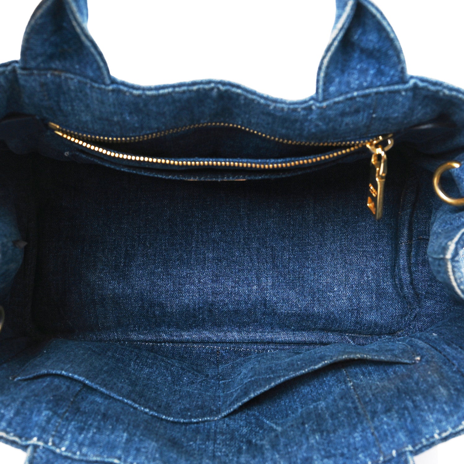 Prada Denim Small Logo Tote Bleu 5 of 7