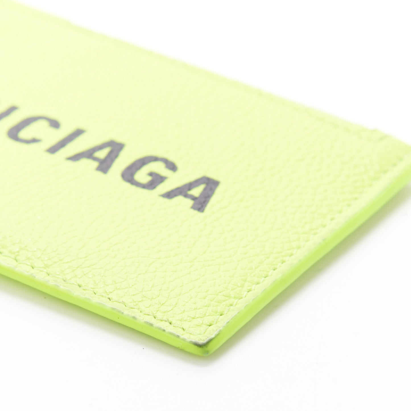 Grained Calfskin Logo Cash Coin Card Holder On Keychain Fluo Yellow Black