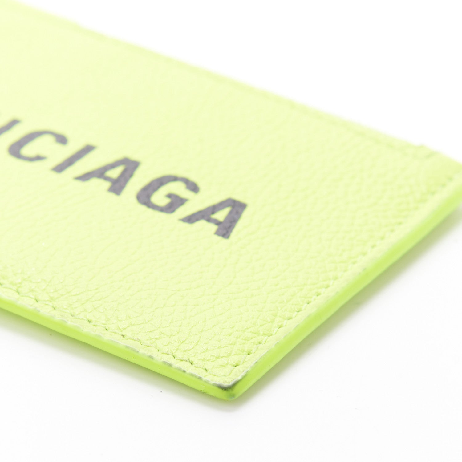 Balenciaga Grained Calfskin Logo Cash Coin Card Holder On Keychain Fluo Yellow Black 7 of 10