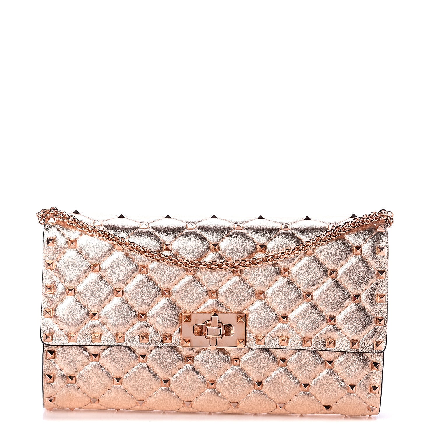 Valentino Garavani Metallic Lambskin Rockstud Spike Wallet on Chain Rame 1 of 7