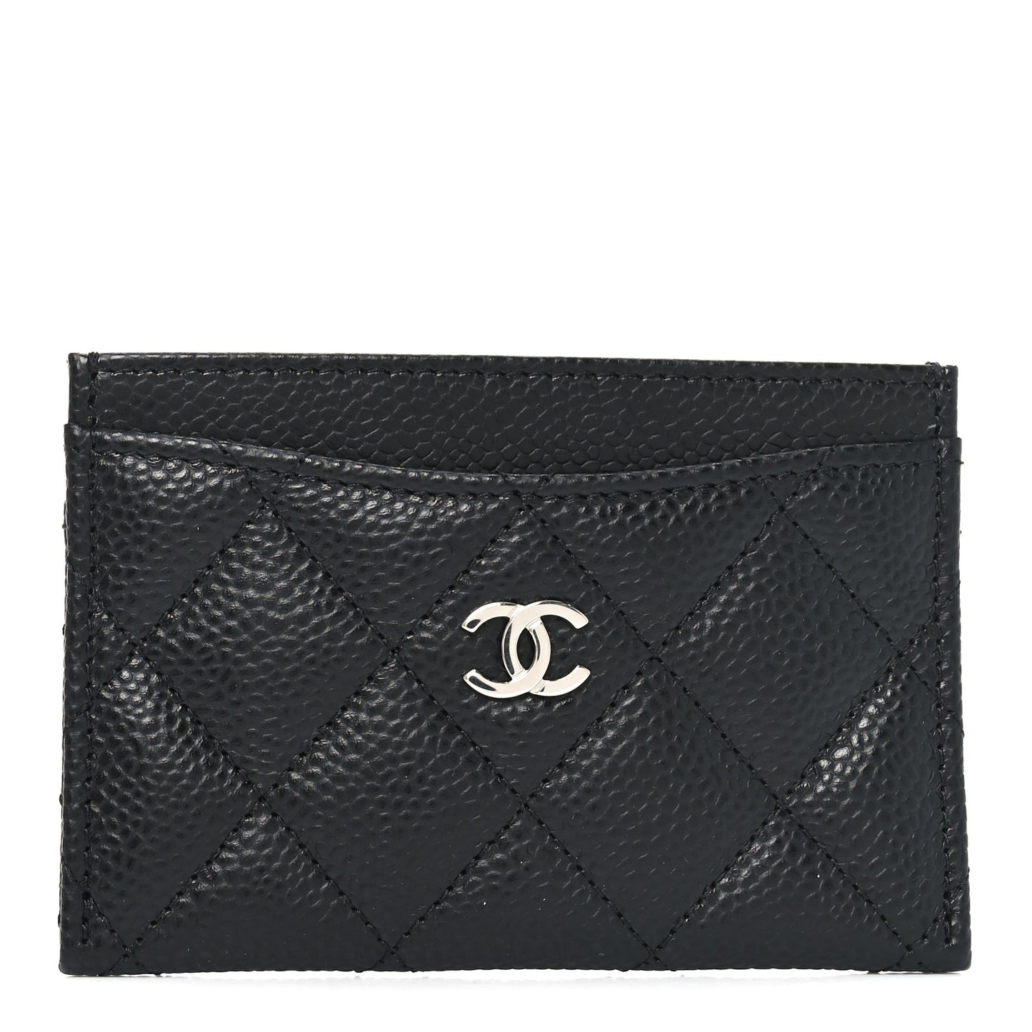 Caviar Quilted Card Holder Black