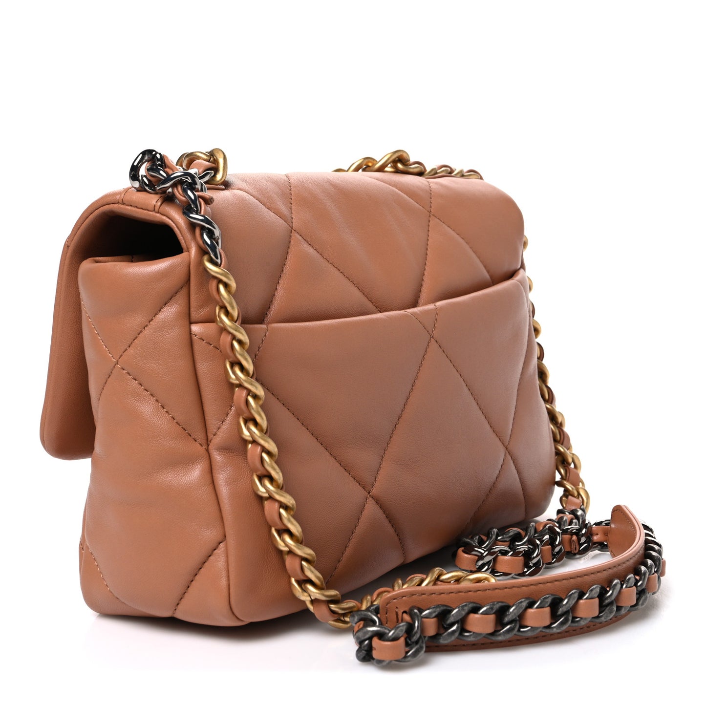 Lambskin Quilted Medium Chanel 19 Flap Brown