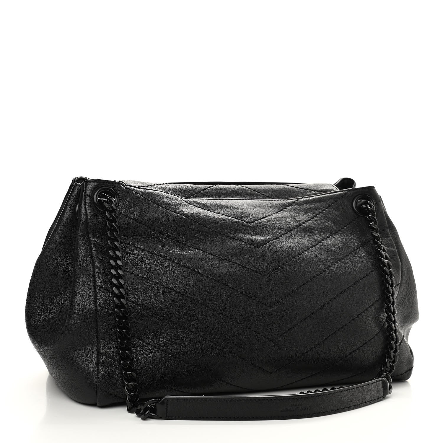 Saint Laurent Vintage Lambskin Chevron Monogram Medium Nolita Black 3 of 12