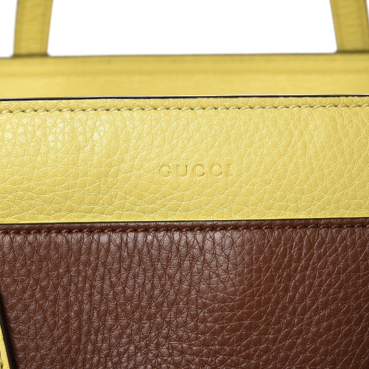 Gucci Cellarius Calfskin Bi-Color Ramble Layered Tote Nut Brown Mimosa Flower 8 of 8