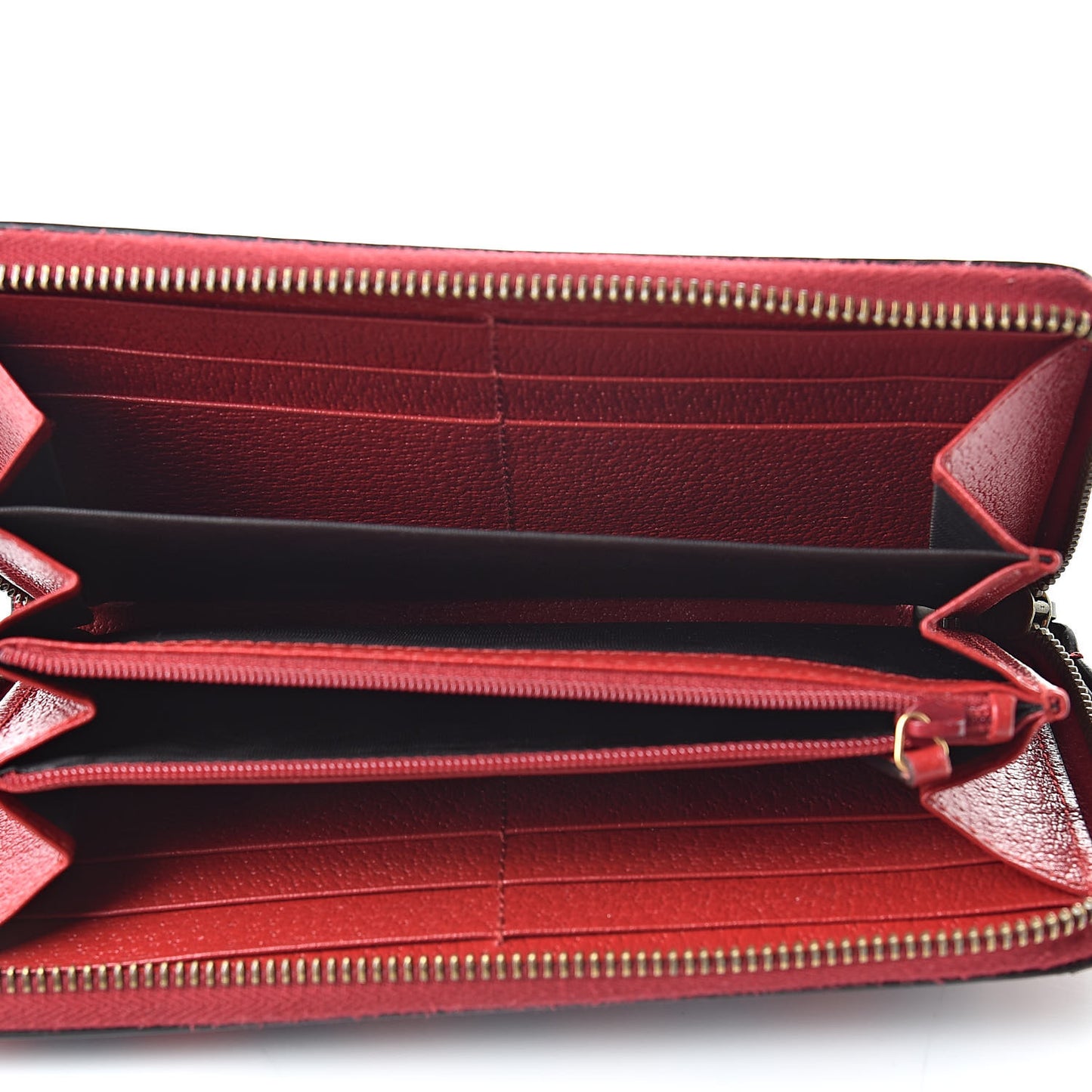 Calfskin Striped Kingsnake Zip Around Wallet Red