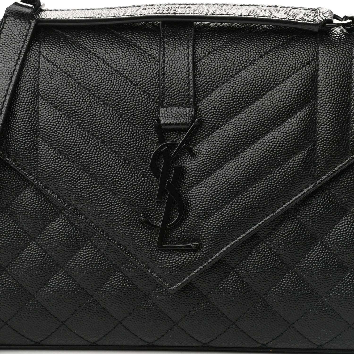 Saint Laurent Grain De Poudre Textured Mixed Matelasse Triquilt Medium Monogram Satchel Black 8 of 12