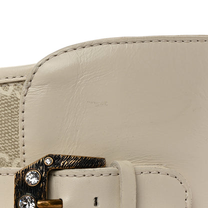 Gucci Kensington Calfskin Nappa GG Supreme Monogram Womens Double Buckle Ankle Boots 36.5 Mystic White Beige 10 of 14