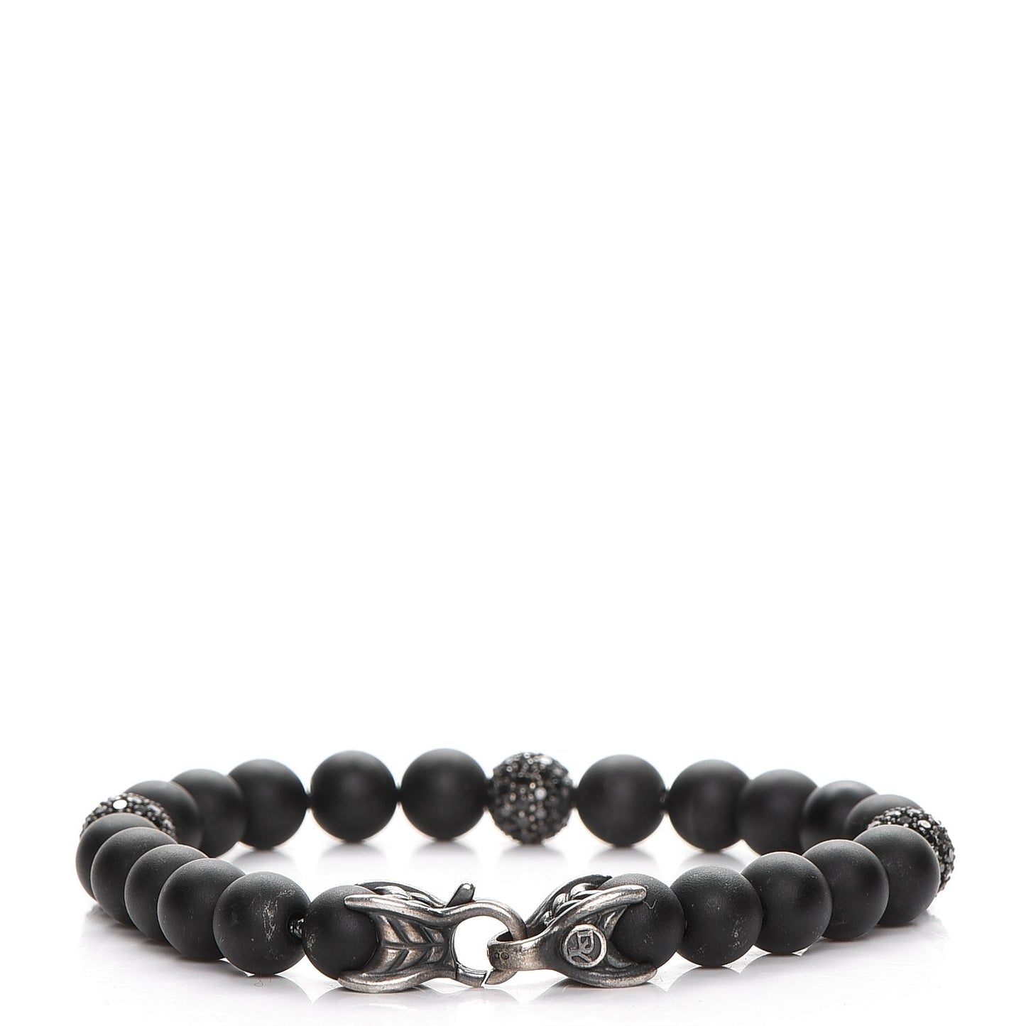 Sterling Silver Black Diamond Onyx 8mm Spiritual Beads Bracelet