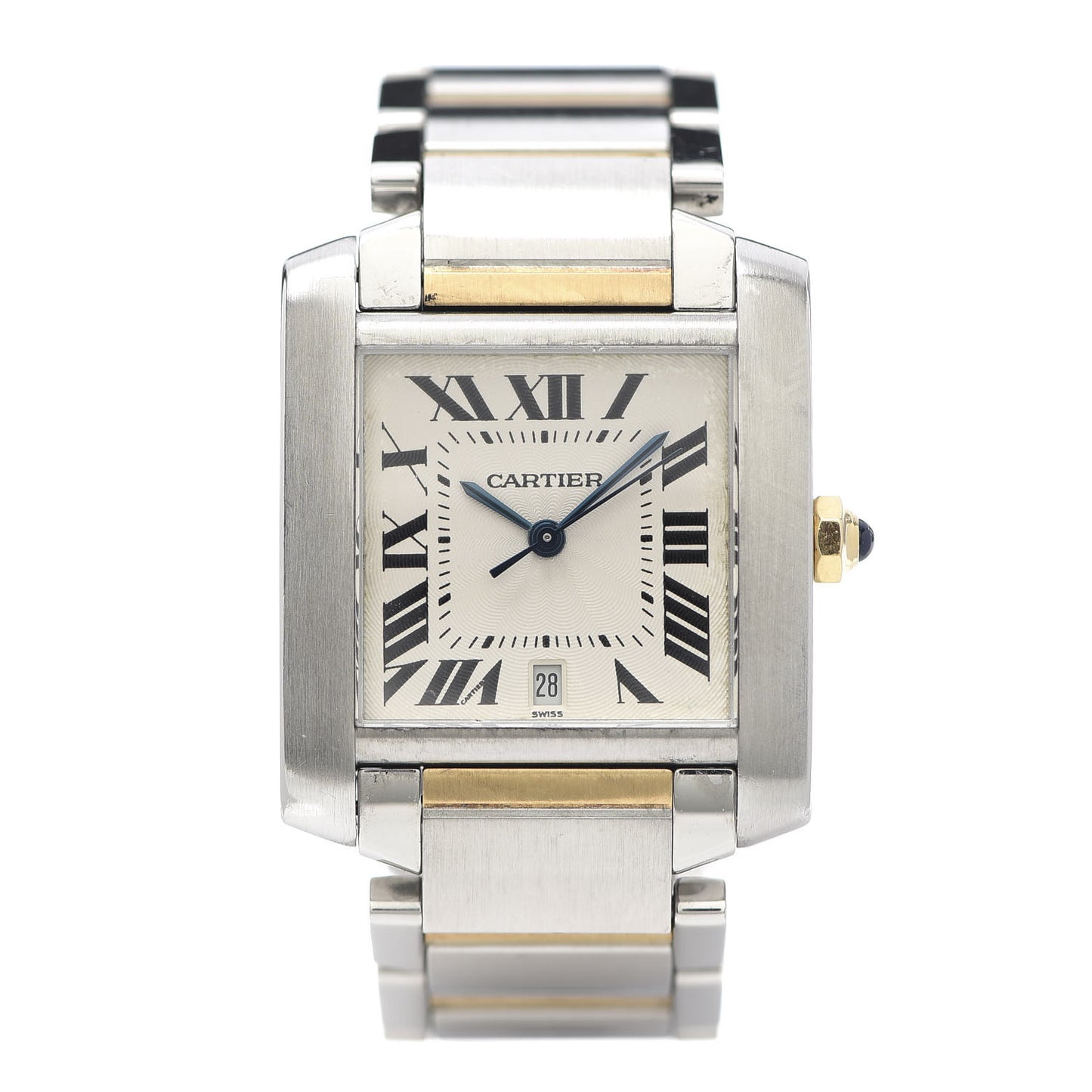 Stainless Steel 18K Yellow Gold 28mm Tank Francaise Automatic Watch