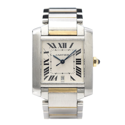 Cartier Stainless Steel 18K Yellow Gold 28mm Tank Francaise Automatic Watch 1 of 6