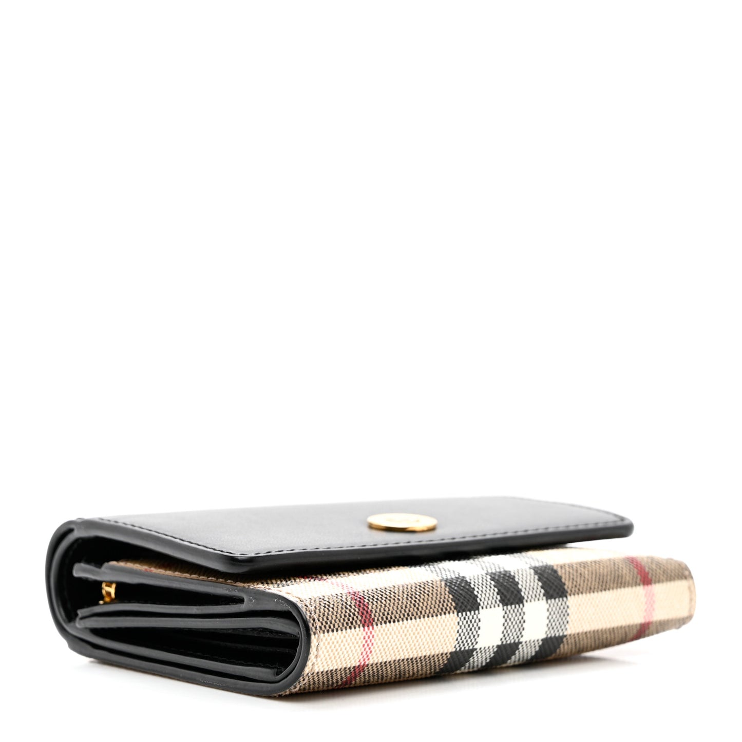 Grainy Calfskin Vintage Check Small Folding Wallet Archive Beige Black