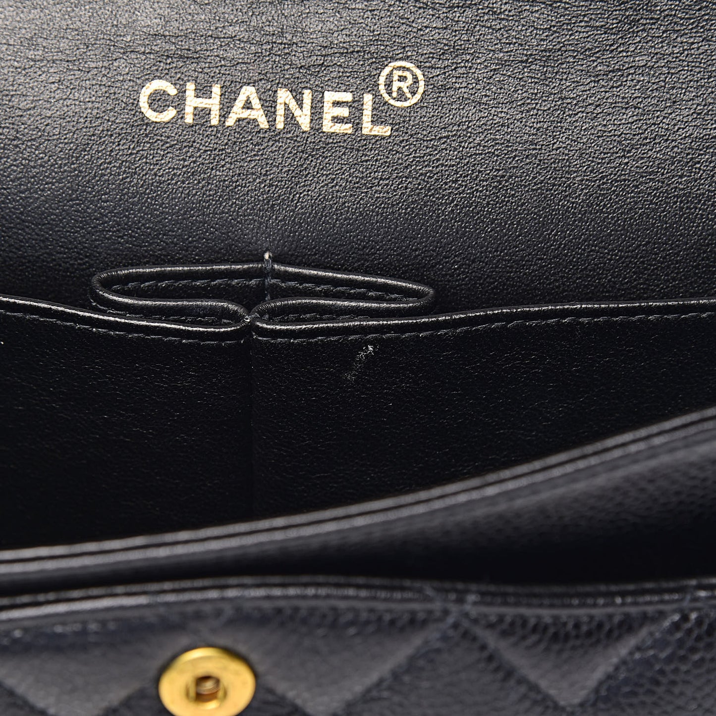 Caviar Quilted Medium Double Flap Black