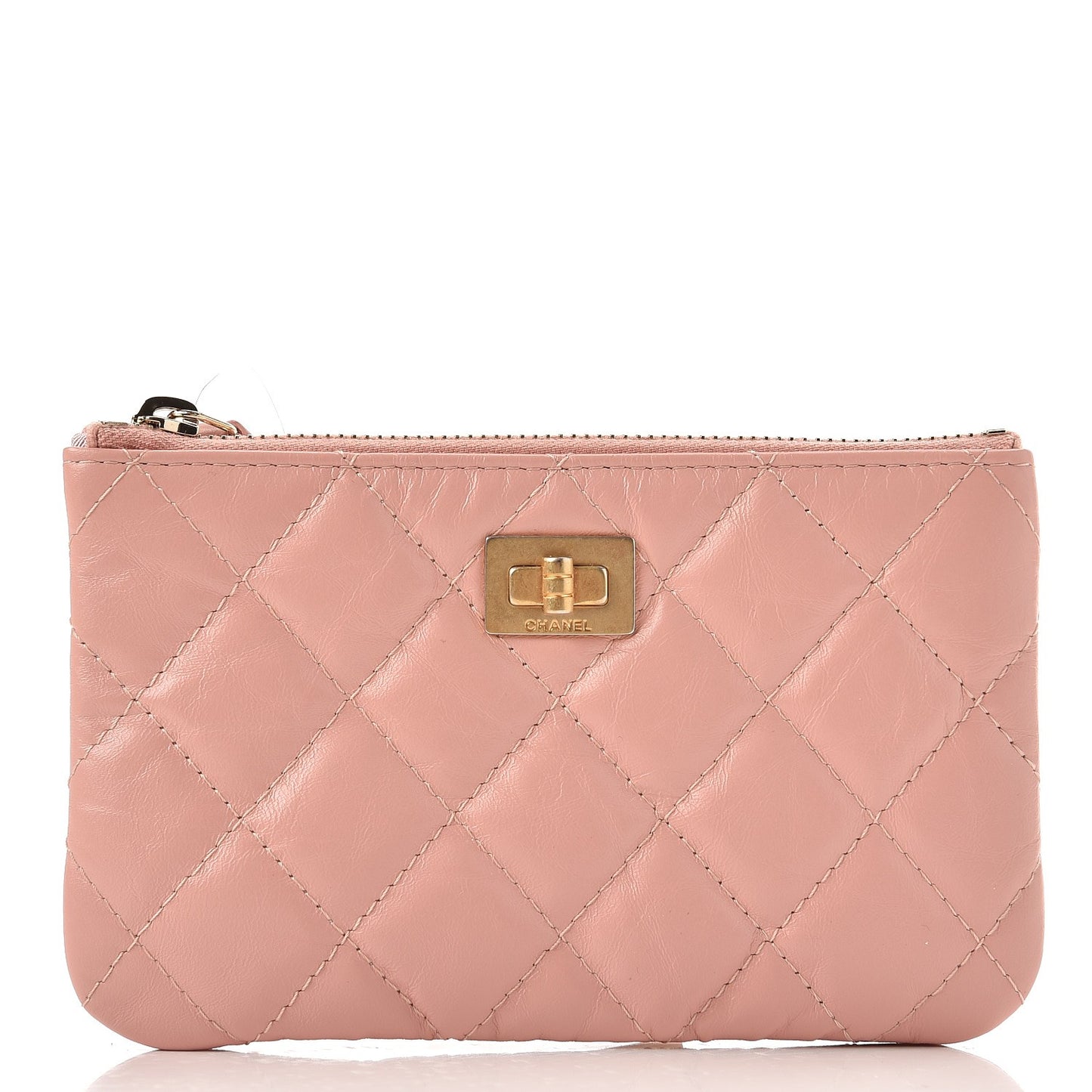 Aged Calfskin Quilted Small Reissue Cosmetic Case Light Pink