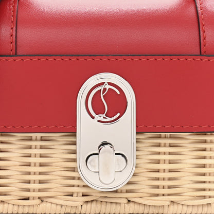 Christian Louboutin Rattan Woven Calfskin Elisa Nano Top Handle Bag Red 7 of 9